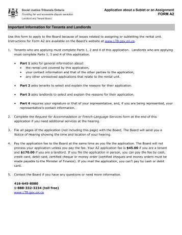 A2 Form V2.0 RTA - Landlord Tenant Board