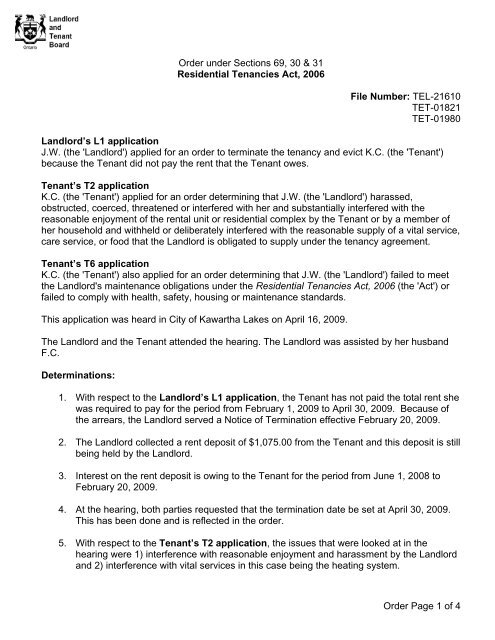 TET-01821-R-T6 - Landlord Tenant Board