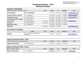 Telephone Directory â 2013 Northern Province - Northern Provincial ...