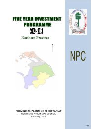 Five Year Investment Plan - Northern Provincial Council