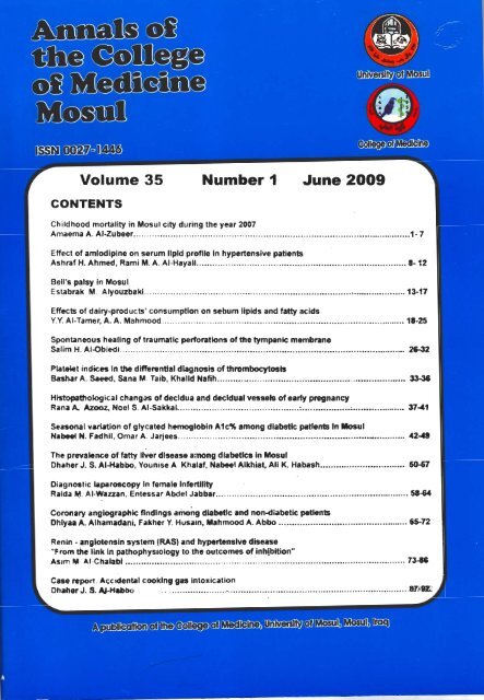 Volume 35 June 2009 Number 1 - University of Mosul