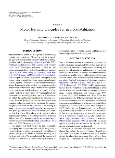 Motor Learning Principles For Neurorehabilitation 13