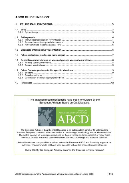 abcd guidelines on - The European Advisory Board on Cat Diseases