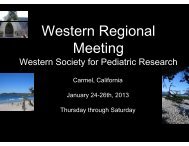 Western Society for Pediatric Research Meeting - Department of ...