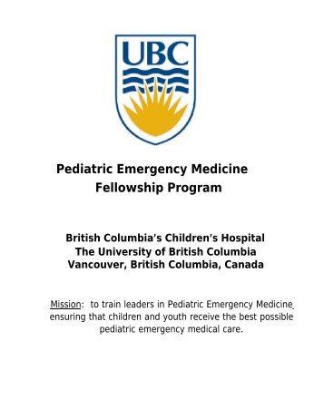 Pediatric Emergency Medicine Fellowship Program - Department of ...