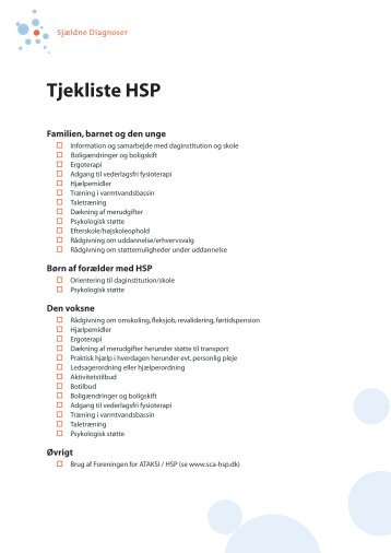 Tjekliste HSP - Foreningen for ATAKSI / HSP