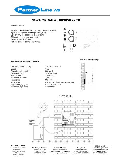 CONTROL BASIC ASTRALPOOL - Partnerline AS
