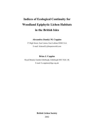 Indices of Ecological Continuity for Woodland Epiphytic Lichen ...