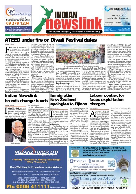 Indian Newslink Digital Edition - June 15, 2015