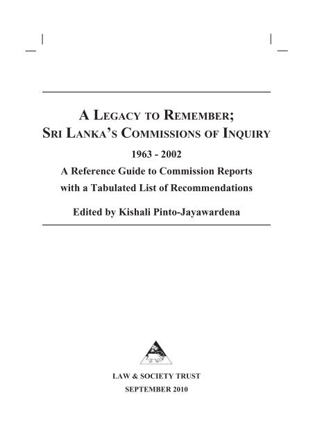 sri lanka's commissions of inquiry - Law & Society Trust