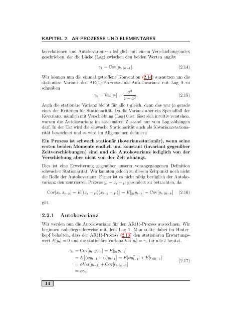 Zeitreihenanalyse â Einstieg und Aufgaben - FernUniversitÃ¤t in Hagen