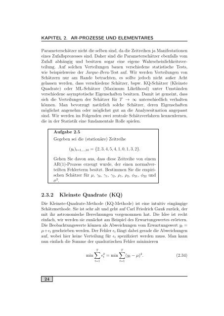 Zeitreihenanalyse â Einstieg und Aufgaben - FernUniversitÃ¤t in Hagen