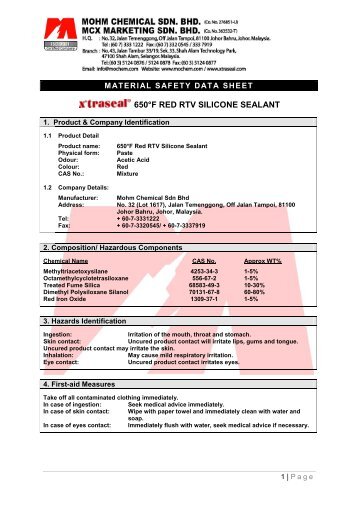 650Â°F RED RTV SILICONE SEALANT - Sealant Manufacturer