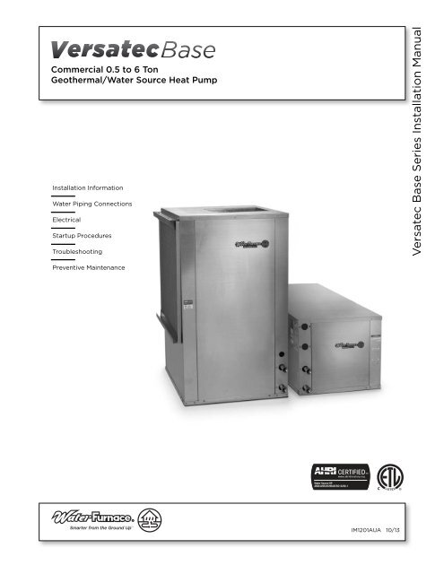 V ersatec Base Series Installation Manual - WaterFurnace