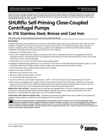 SHURflo Self-Priming Close-Coupled Centrifugal Pumps 316 ...