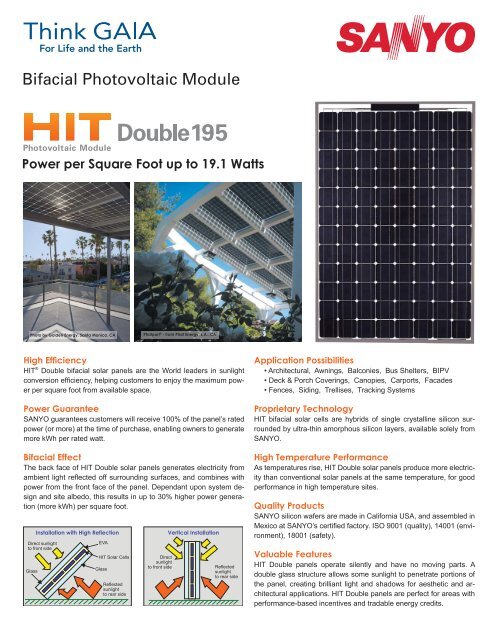 HIT Double 195 Data Sheet - Sanyo