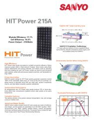 Sanyo HIT Power 215A Product Sheet - Graybar