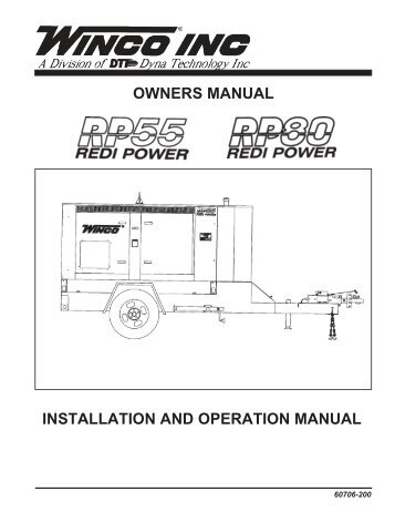 INSTALLATION AND OPERATION MANUAL ... - Hardy Diesel