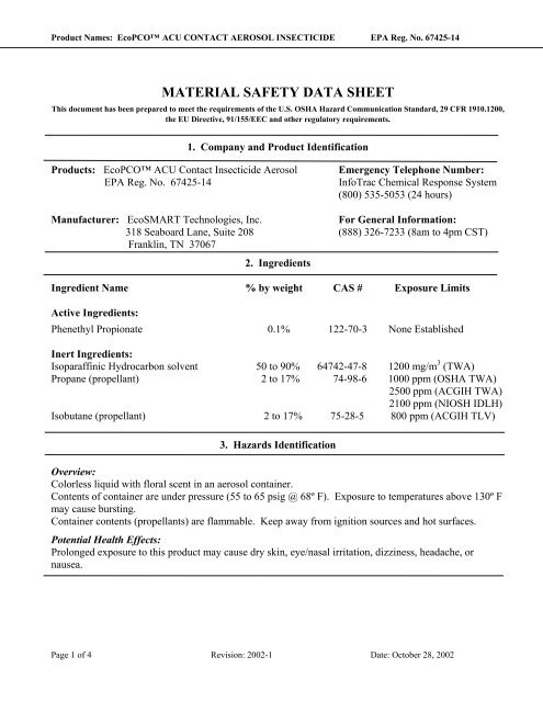 Labels and msds sheets