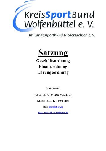 Kreissportbund Wolfenbüttel e.V. - Satzung