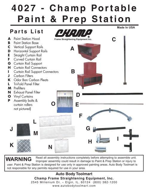 Download Print Assembly Instructions Auto Body Toolmart