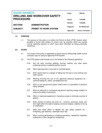 saudi aramco drilling and workover safety procedure - Oil Field Trash