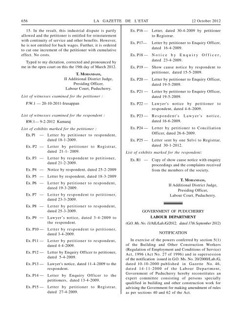 Government Notifications - Government of Puducherry