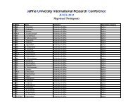 List of Registered Participants - University of Jaffna