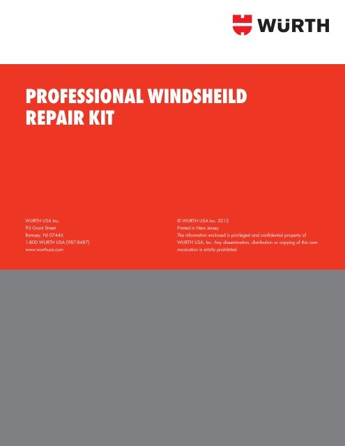 PROFESSIONAL WINDSHIELD REPAIR KIT - Wurth USA