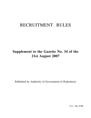 recruitment rules for the post of subject matter specialist