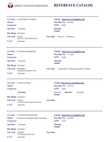 Lab Reference Manual - Mercy Health Partners