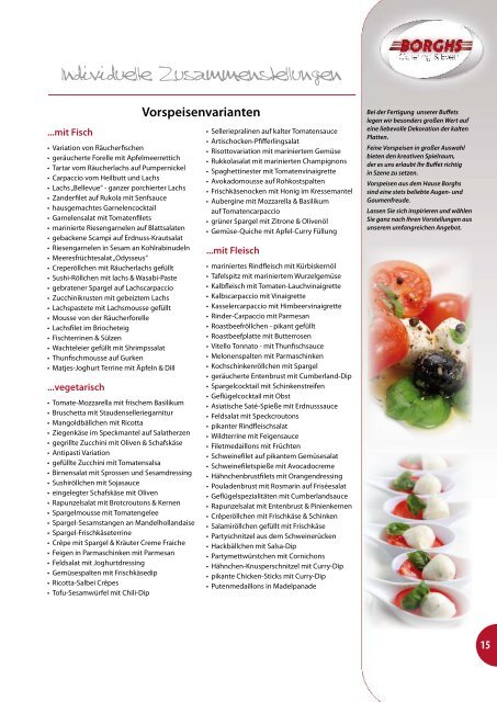 Individuelle Zusammenstellungen - Catering Borghs