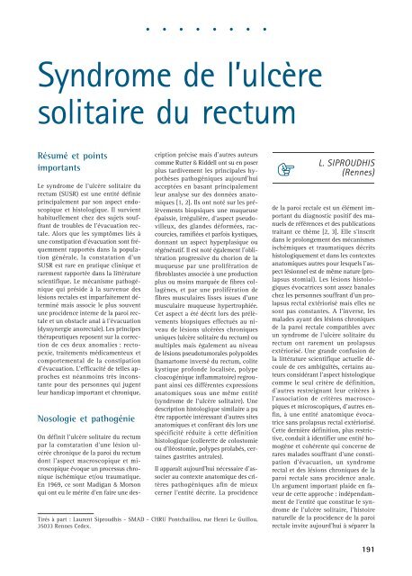 Syndrome de l'ulcÃ¨re solitaire du rectum