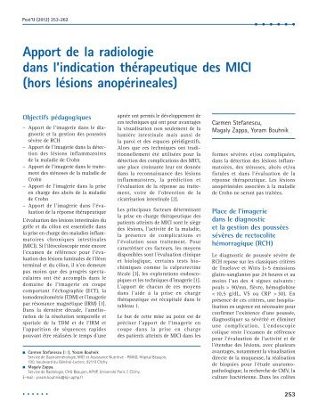 Apport de la radiologie dans l'indication thÃ©rapeutique des MICI ...