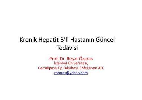 Kronik Hepatit B'li HastanÄ±n GÃ¼ncel Tedavisi - VHSD