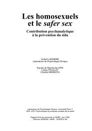 Les homosexuels et le safer sex, Contribution psychanalytique Ã  la ...
