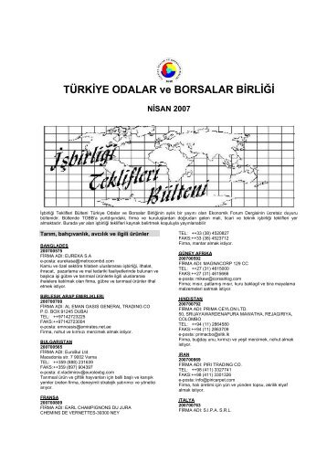 TÜRKİYE ODALAR ve BORSALAR BİRLİĞİ - Dünyadan  İşbirliği ...