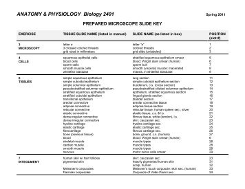 microscope slide list for lab