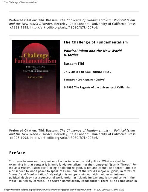 The Challenge Of Fundamentalism