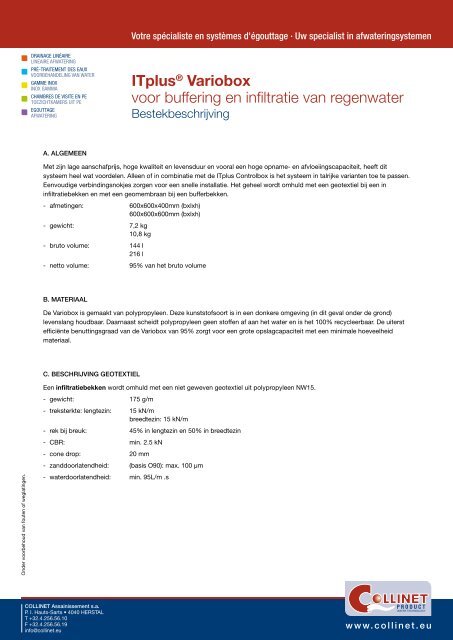 ITplusÂ® Variobox voor buffering en infiltratie van regenwater