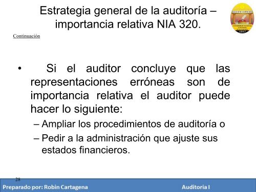 Presentación de NIA 300, 320 y 330