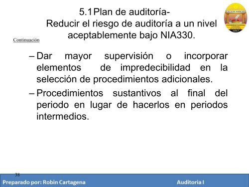 Presentación de NIA 300, 320 y 330