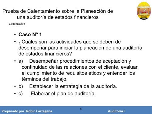 Presentación de NIA 300, 320 y 330