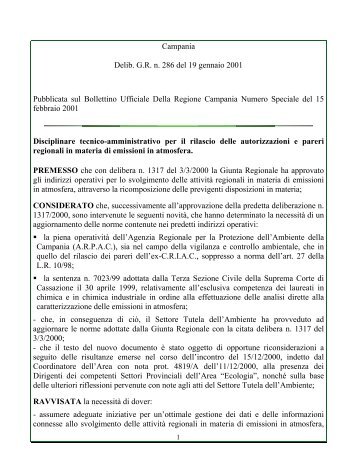 Campania Delib. G.R. n. 286 del 19 gennaio ... - Sportello Impresa