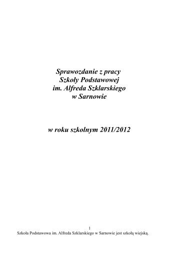 Sprawozdanie z pracy SzkoÅy Podstawowej w Sarnowie za rok ...