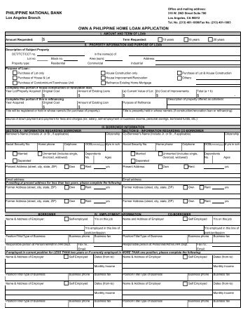 Loan Application Form - Philippine National Bank