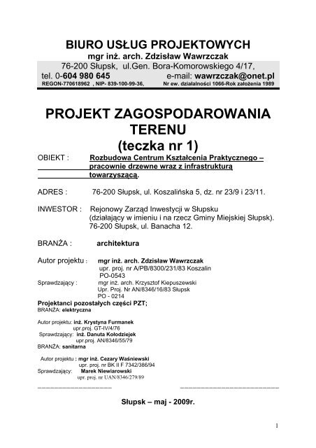 PROJEKT ZAGOSPODAROWANIA TERENU (teczka nr ... - rzislupsk.pl