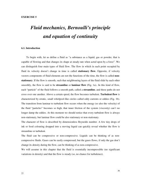 Fluid mechanics, Bernoulli's principle and equation of continuity