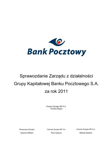 Sprawozdanie Zarza Du Banku Pocztowego Z Bank Pocztowy