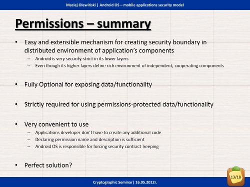 Mobile applications security â Android OS (case study) - cygnus